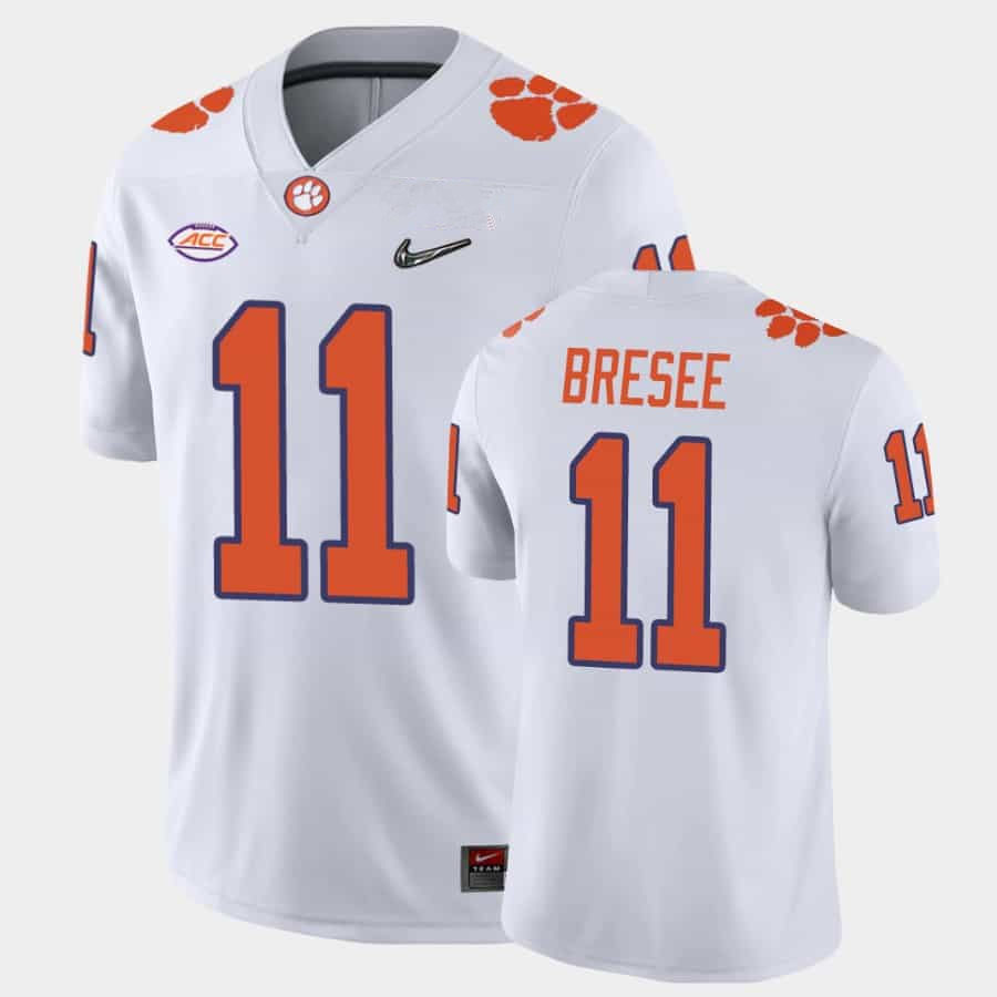 Mens Clemson Tigers #11 Bryan Bresee Nike White College Football Jersey