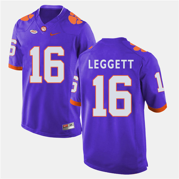 Mens Clemson Tigers #16 Jordan Leggett Nike Purple College Football Jersey 
