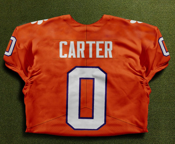 Mens Clemson Tigers #0 Barrett Carter Nike Orange College Football Game Jersey