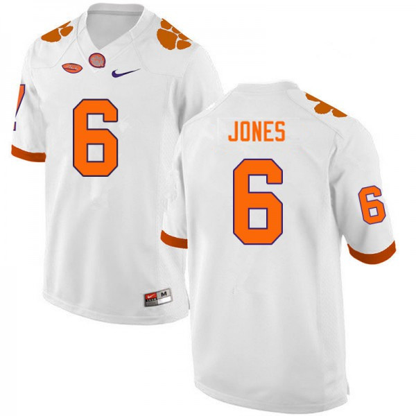 Mens Clemson Tigers #6 Sheridan Jones Nike White College Football Jersey 