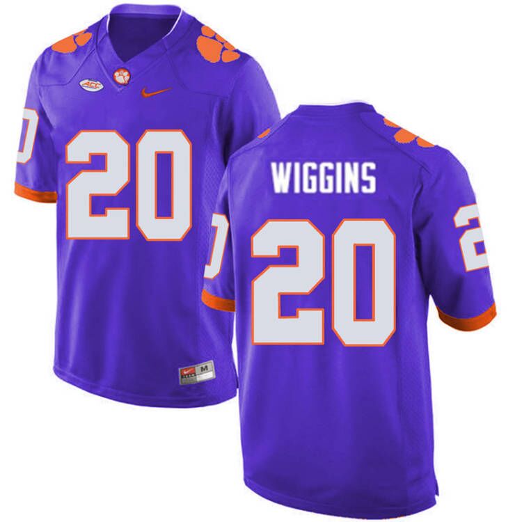 Mens Clemson Tigers #20 Nate Wiggins Nike Purple College Football Jersey 