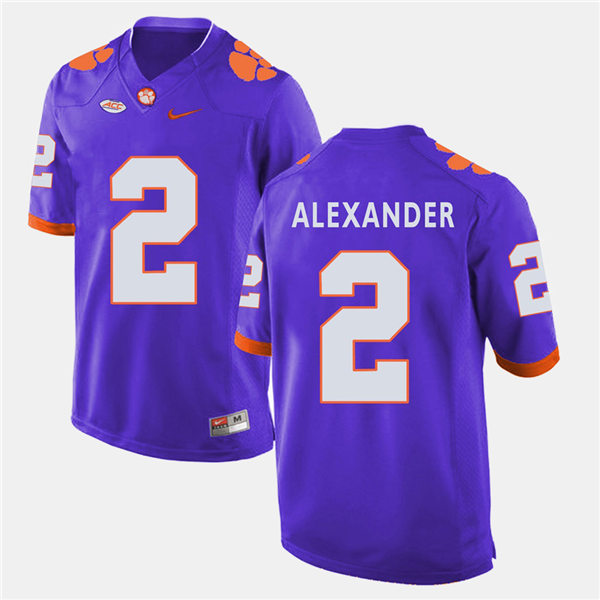 Mens Clemson Tigers #2 Mackensie Alexander Nike Purple College Football Jersey