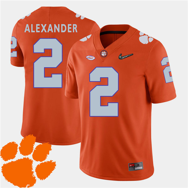 Mens Clemson Tigers #2 Mackensie Alexander Nike Orange College Football Game Jersey