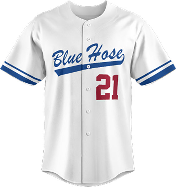 Mens Presbyterian Blue Hose Custom Eric Toth Sean Klein Zacchaeus Rasberry Charlie McDaniel Adidas White Button Baseball Jersey
