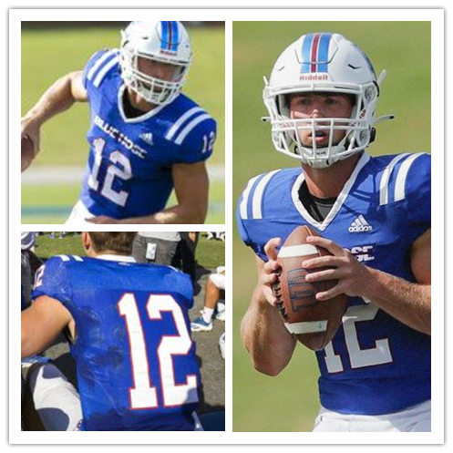 Mens Presbyterian Blue Hose Custom 12 Ren Hefley 5 Delvecchio Powell II 19 Jalyn Witcher Adidas 2021 Blue Football Jersey