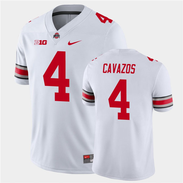 Mens Ohio State Buckeyes #4 Lejond Cavazos Nike White College Football Game Jersey