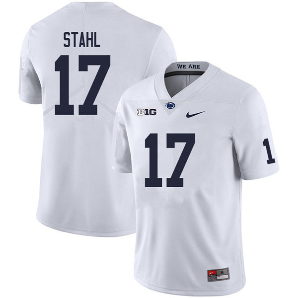Mens Penn State Nittany Lions #17 Mason Stahl Nike White with Name College Football Jersey 