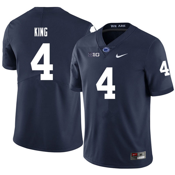 Mens Penn State Nittany Lions #4 Kalen King  Nike Navy with Name College Football Jersey 
