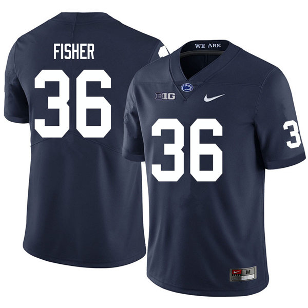 Mens Penn State Nittany Lions #36 Zuriah Fisher Nike Navy with Name College Football Jersey 