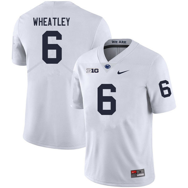 Mens Penn State Nittany Lions #6 Zakee Wheatley Nike White with Name College Football Jersey 