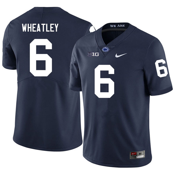 Mens Penn State Nittany Lions #6 Zakee Wheatley Nike Navy with Name College Football Jersey 