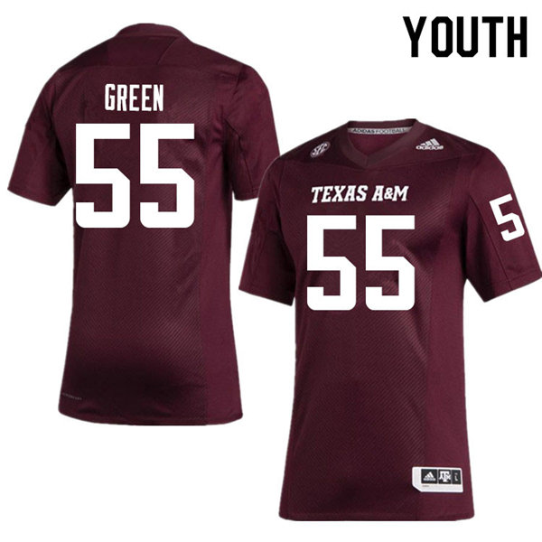 Youth Texas A&M Aggies #55 Kenyon Green Adidas Maroon College Football Jersey
