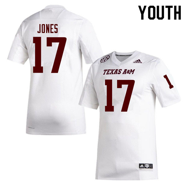 Youth Texas A&M Aggies #17 Jaylon Jones Adidas White College Football Jersey