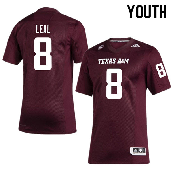 Youth Texas A&M Aggies #8 DeMarvin Leal Adidas Maroon College Football Jersey