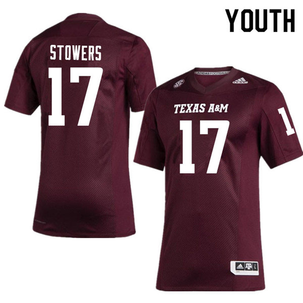 Youth Texas A&M Aggies #17 Eli Stowers Adidas Maroon College Football Jersey