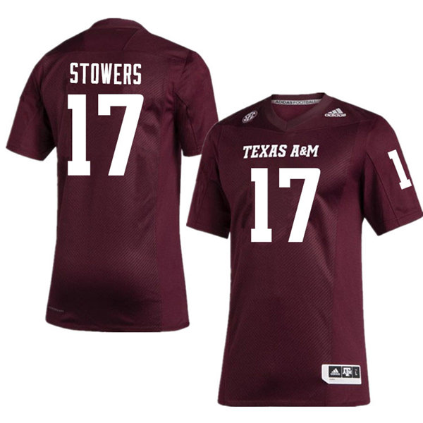 Mens Texas A&M Aggies #17 Eli Stowers Adidas 2020 Maroon College Football Game Jersey