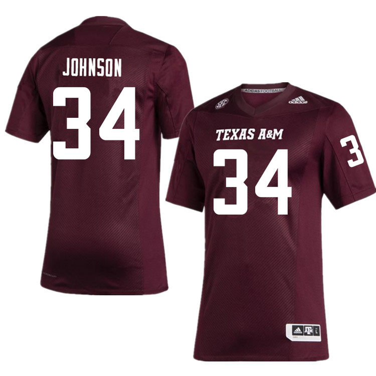 Mens Texas A&M Aggies #34 LJ Johnson Jr. Adidas 2020 Maroon College Football Game Jersey