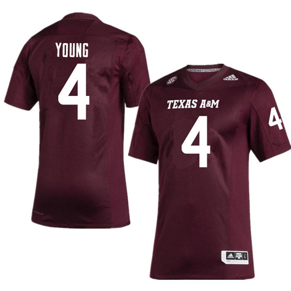 Mens Texas A&M Aggies #4 Erick Young Adidas 2020 Maroon College Football Game Jersey