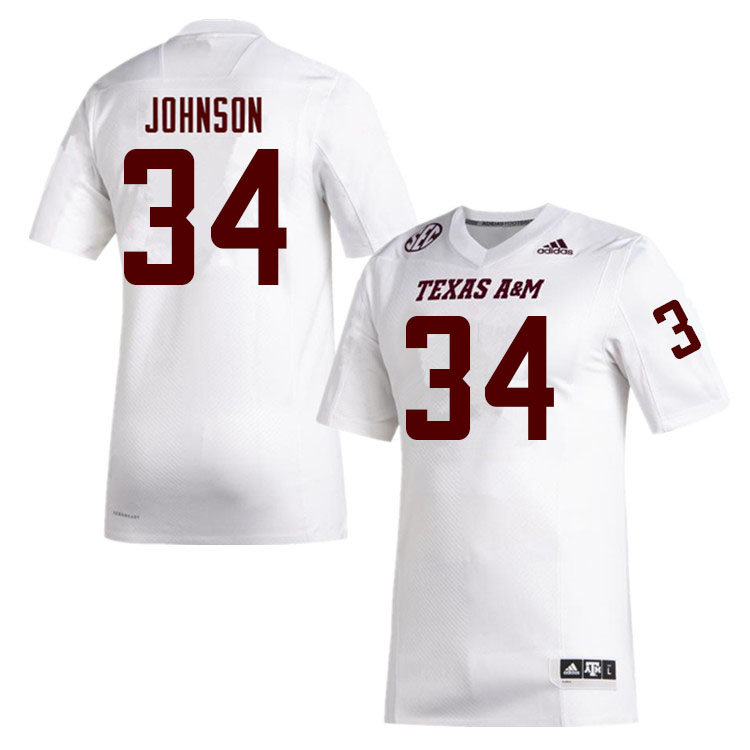 Mens Texas A&M Aggies #34 LJ Johnson Jr. Adidas 2020 White College Football Game Jersey
