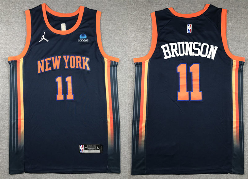 Mens New York Knicks #11 Jalen Brunson Black Statement Edition Jersey