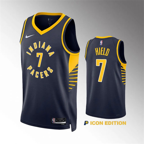 Mens Indiana Pacers #7 Buddy Hield Navy Diamond Badge Icon Edition Jersey