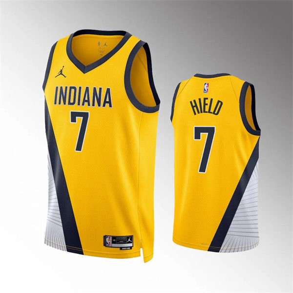 Mens Indiana Pacers #7 Buddy Hield Yellow Statement Edition Jersey