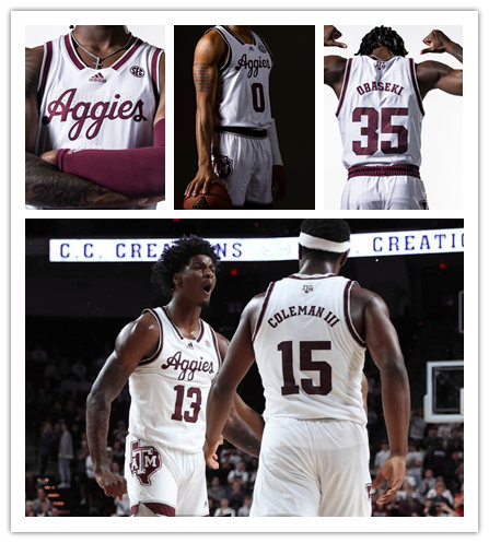 Mens Youth Texas A&M Aggies Custom Adidas 2022-23 White Aggies College Basketball Game Jersey