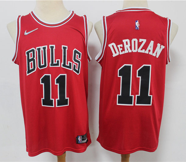 Mens Chicago Bulls #11 DeMar DeRozan NBA 75TH Diamond Nike Red  Icon Edition Jersey