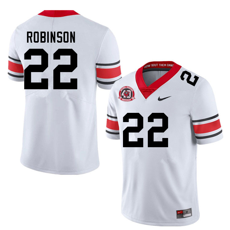 Mens Georgia Bulldogs #22 Branson Robinson white alternate College 40th anniversary  football Jersey