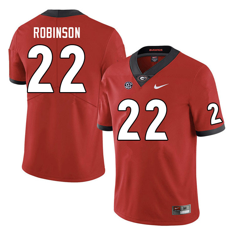 Mens Georgia Bulldogs #22 Branson Robinson Red Home College Football Game Jersey