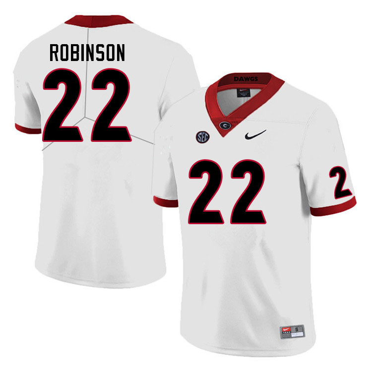 Mens Georgia Bulldogs #22 Branson Robinson White College Football Game Jersey