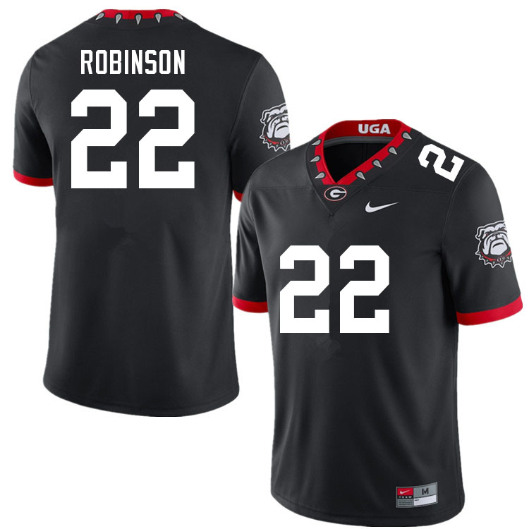 Mens Georgia Bulldogs #22 Branson Robinson Black Alternate Mascot 100th Anniversary College Football Game Jersey