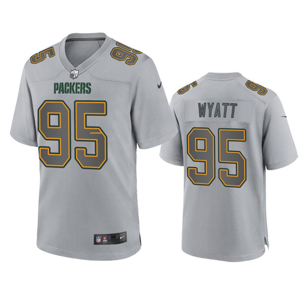 Mnes Green Bay Packers #95 Devonte Wyatt Gray Atmosphere Fashion Game Jersey