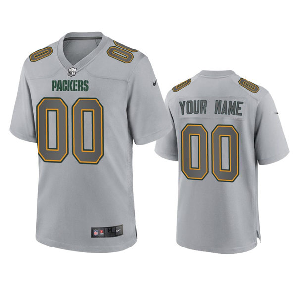 Mnes Youth Green Bay Packers Custom Gray Atmosphere Fashion Game Jersey