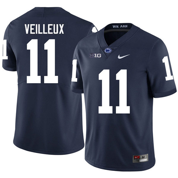 Mens Penn State Nittany Lions #11 Christian Veilleux Nike Navy with Name College Football Jersey