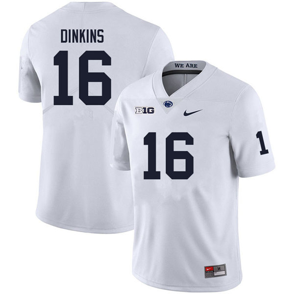Mens Penn State Nittany Lions #16 Khalil Dinkins Nike White with Name College Football Jersey
