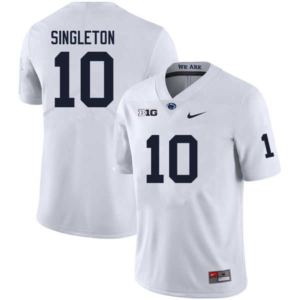 Mens Penn State Nittany Lions #10 Nicholas Singleton Nike White with Name College Football Jersey