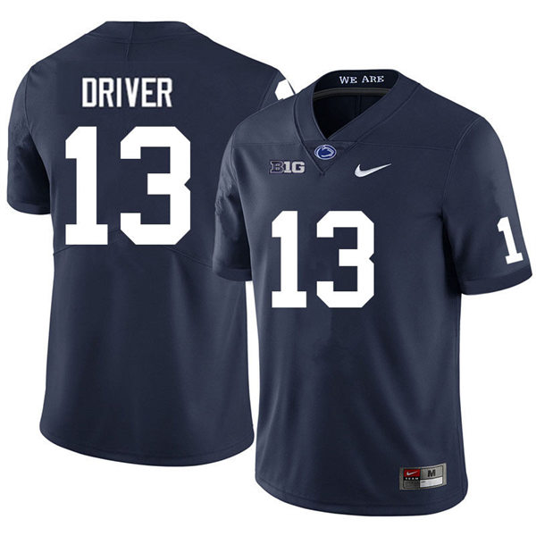 Mens Penn State Nittany Lions #13 Cristian Driver Nike Navy with Name College Football Jersey