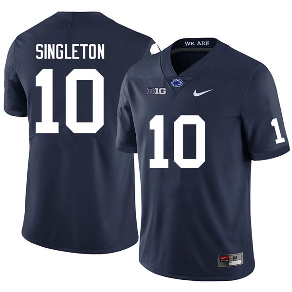 Mens Penn State Nittany Lions #10 Nicholas Singleton Nike Navy with Name College Football Jersey