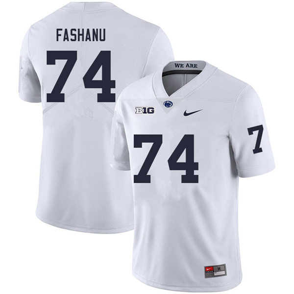 Mens Penn State Nittany Lions #74 Olumuyiwa Fashanu Nike White with Name College Football Jersey