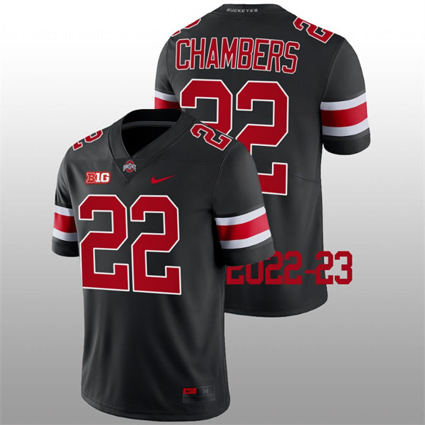 Mens Ohio State Buckeyes #22 Steele Chambers Blackout College Football Game Jersey