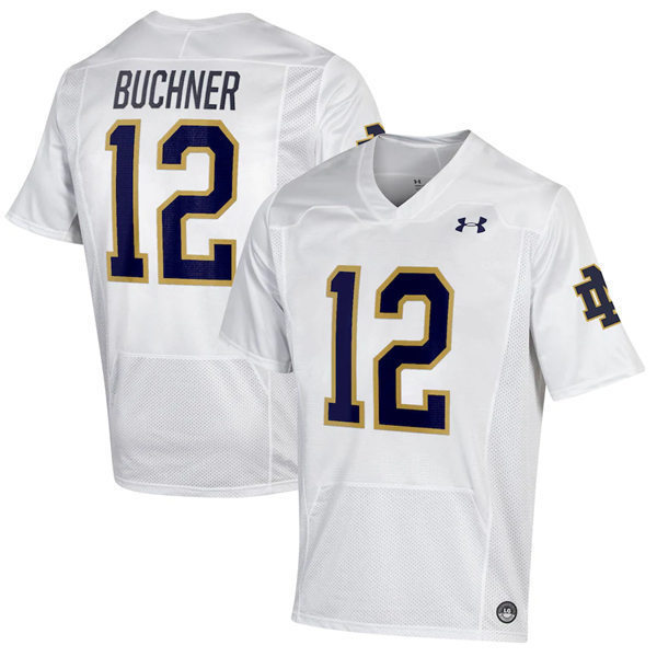 Mens Notre Dame Fighting Irish #12 Tyler Buchner White With Name College Football Jersey
