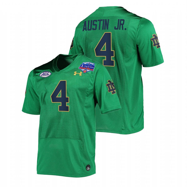 Men's Notre Dame Fighting Irish #4 Kevin Austin Jr.  Green College Football Jersey