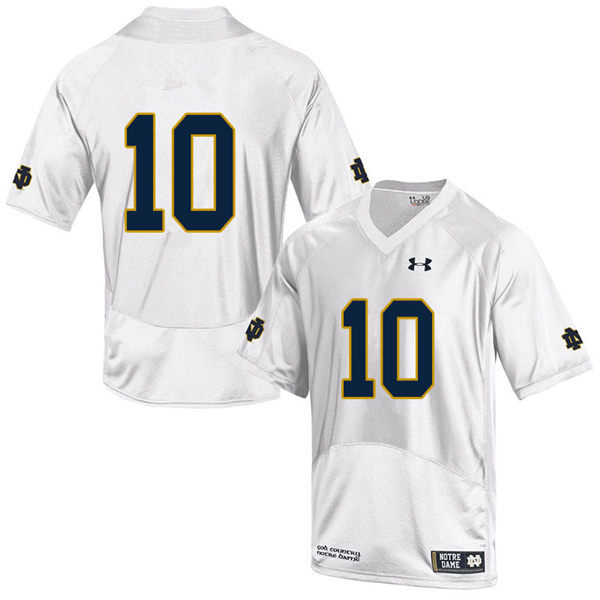 Men's Notre Dame Fighting Irish #10 Drew Pyne White Without Name College Football Game Jersey
