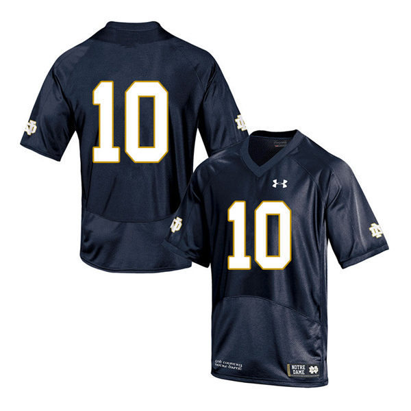 Men's Notre Dame Fighting Irish #10 Drew Pyne Navy Without Name College Football Game Jersey