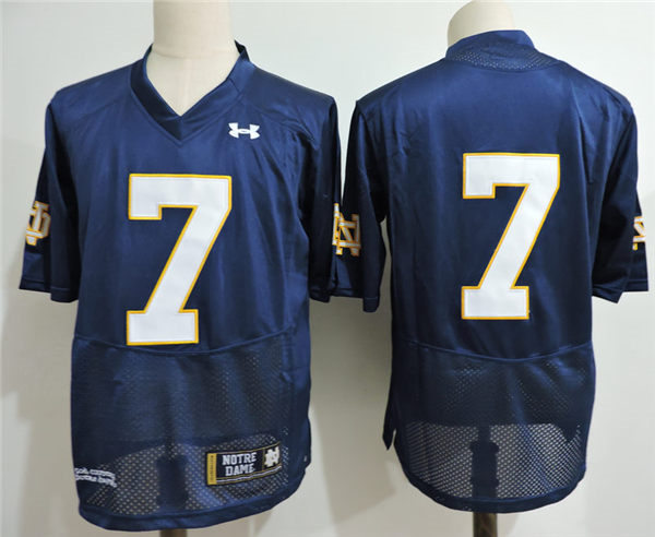 Mens Notre Dame Fighting Irish #7 Isaiah Foskey Navy Without Name College Football Game Jersey