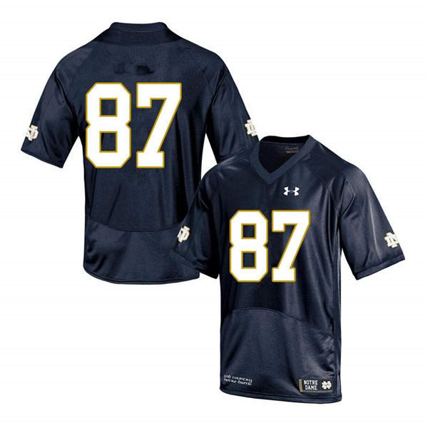 Men's Notre Dame Fighting Irish #87 Michael Mayer Navy Without Name College Football Game Jersey