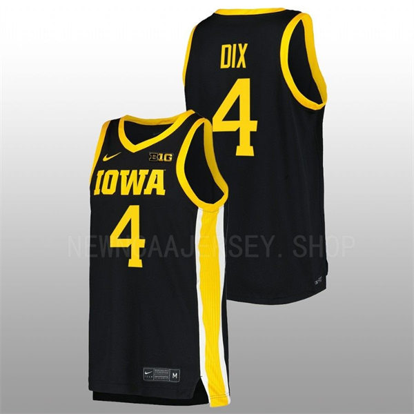 Mens Youth Iowa Hawkeyes #4 Josh Dix Nike Black College Basketball Game Jersey