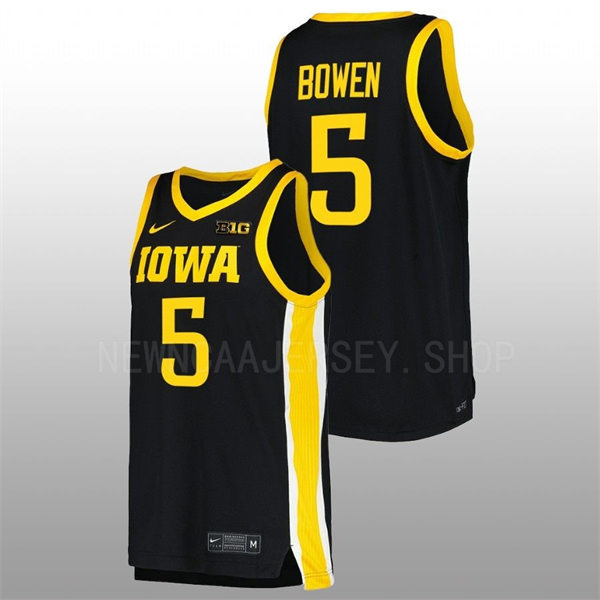Mens Youth Iowa Hawkeyes #5 Dasonte Bowen Nike Black College Basketball Game JJersey