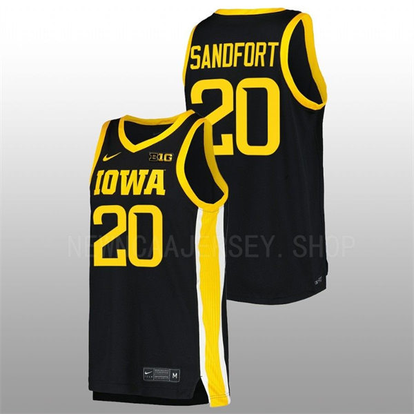 Mens Youth Iowa Hawkeyes #20 Payton Sandfort Nike Black College Basketball Game Jersey